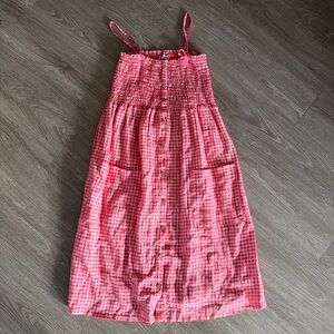 Puro Lino red gingham midi summer dress S